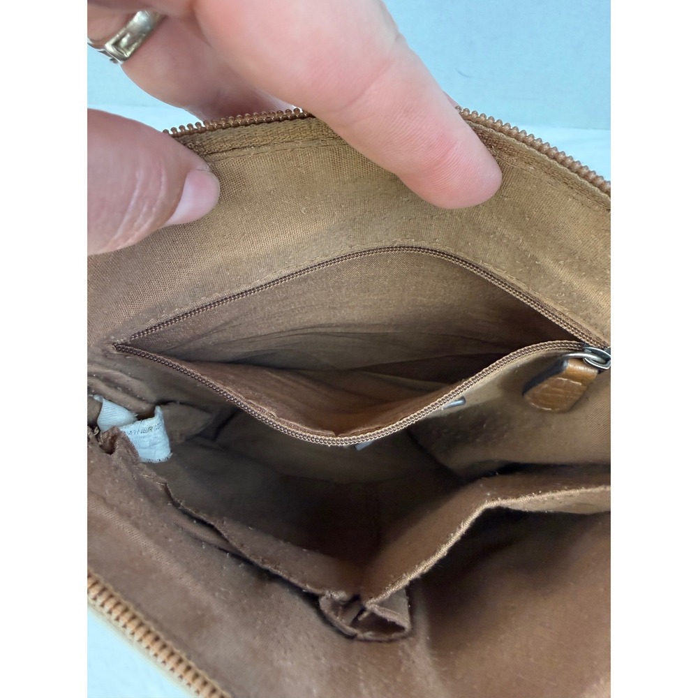 Style & Co Colorblock Crossbody Bag Navy Brown Cream Faux Leather Belted Detail - Picture 6 of 10